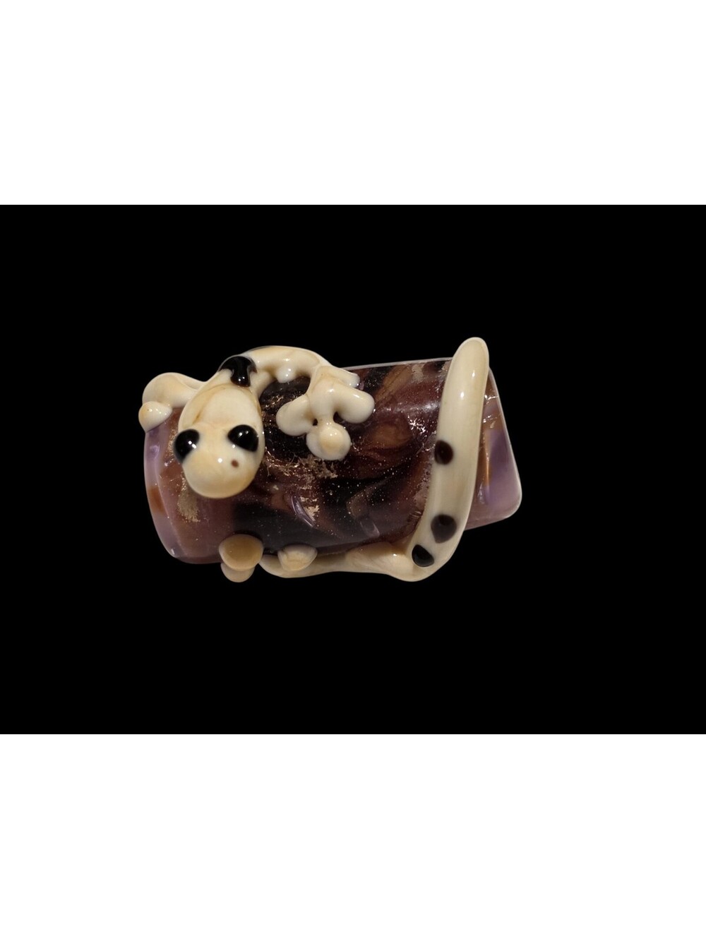 Artisan Lampwork Glass Spotted Lizard Gecko Log Focal Bead 32mm 19g